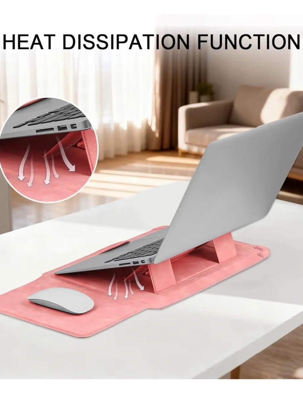 Pink 14-inch Tablet & Laptop Sleeve with Stand Feature